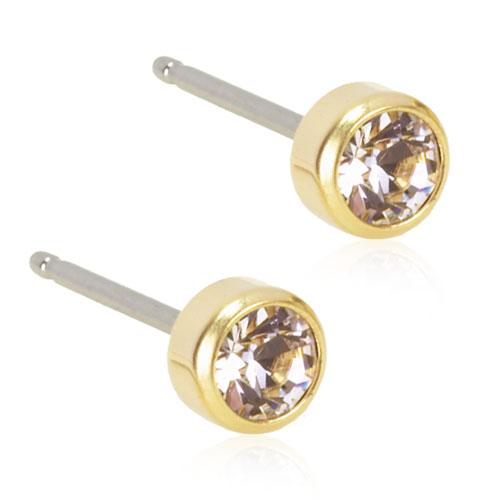 blomdahl gold titanium bezel crystal piercing earrings Toronto